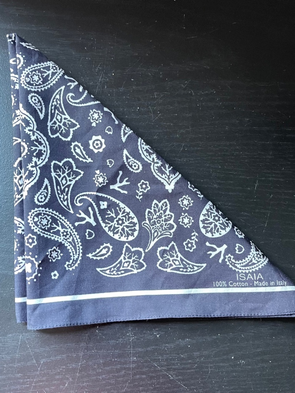 ISALA Made in Italy 100% Cotton Navy Blue Paisley Bandana Scarf Boho Western